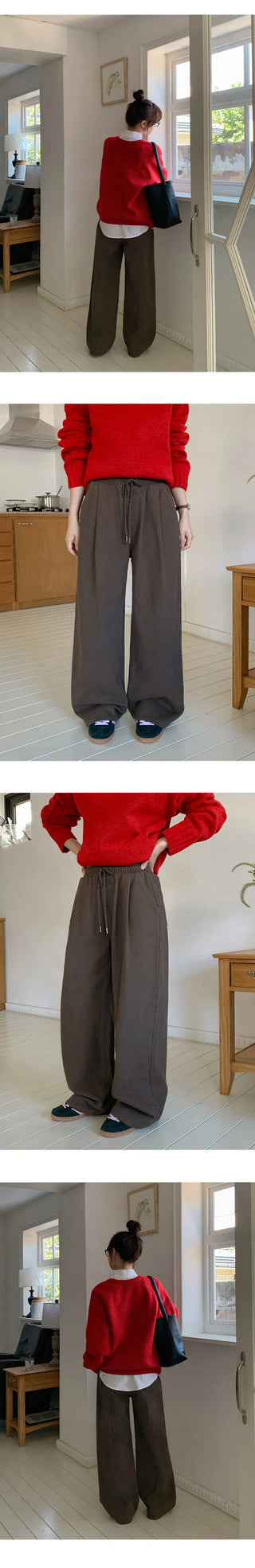 Harens Pintuck Wide Elastic Cotton Pants