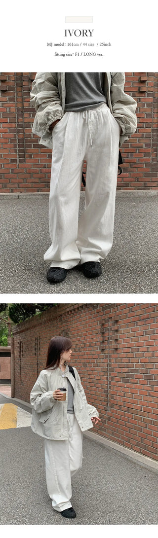 Harens Pintuck Wide Elastic Cotton Pants