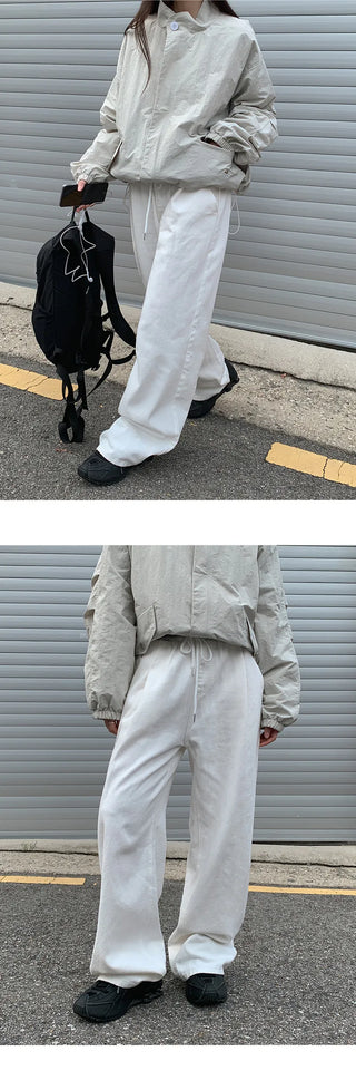 Harens Pintuck Wide Elastic Cotton Pants