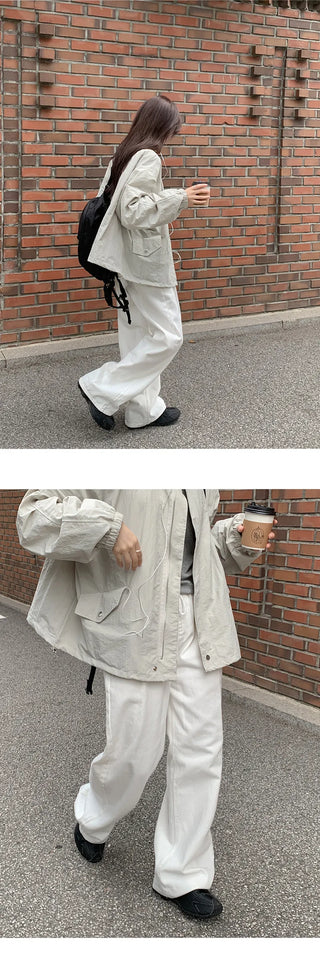 Harens Pintuck Wide Elastic Cotton Pants