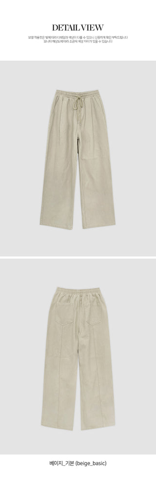 Harens Pintuck Wide Elastic Cotton Pants