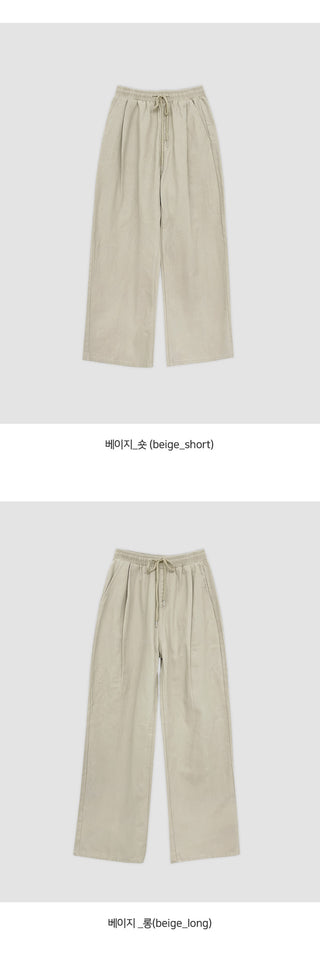 Harens Pintuck Wide Elastic Cotton Pants