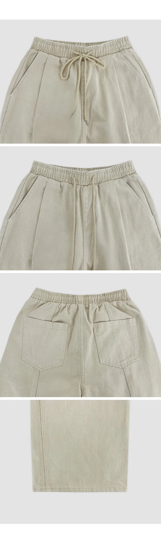 Harens Pintuck Wide Elastic Cotton Pants
