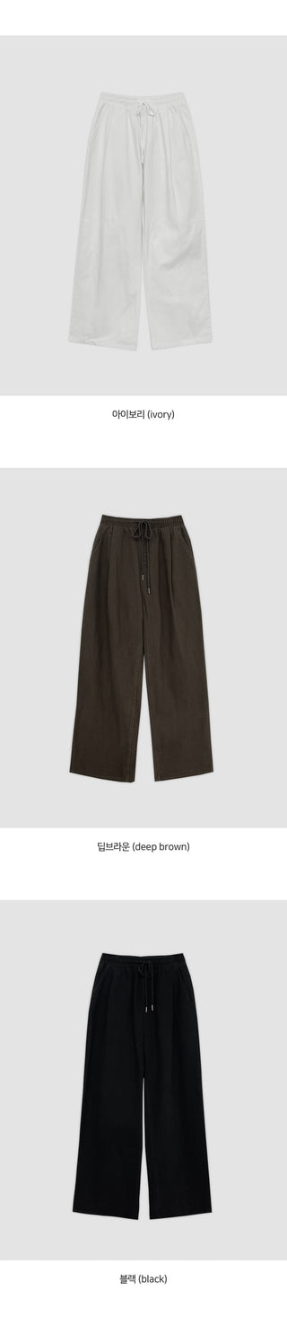 Harens Pintuck Wide Elastic Cotton Pants