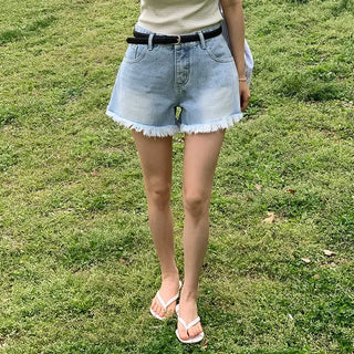 Fitz Fringe Tassel Cut Denim Shorts