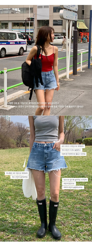 Fitz Fringe Tassel Cut Denim Shorts
