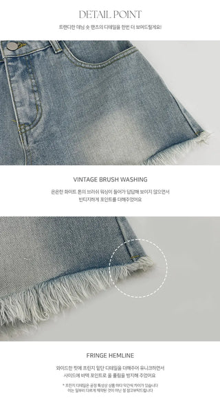 Fitz Fringe Tassel Cut Denim Shorts