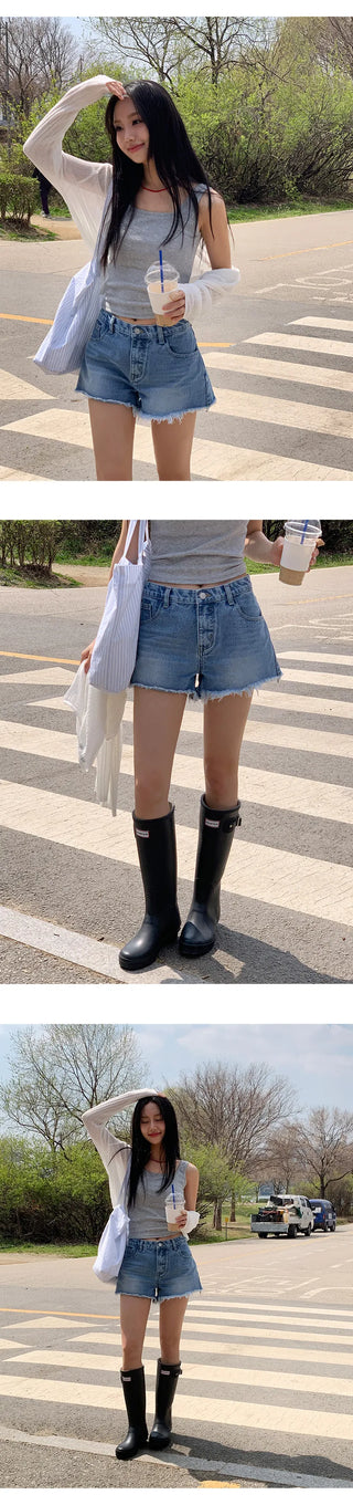 Fitz Fringe Tassel Cut Denim Shorts