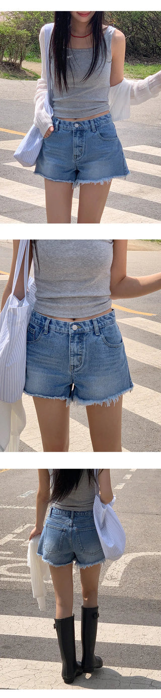 Fitz Fringe Tassel Cut Denim Shorts