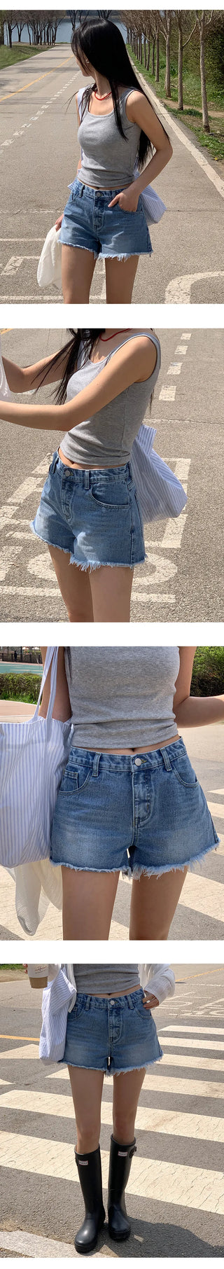 Fitz Fringe Tassel Cut Denim Shorts