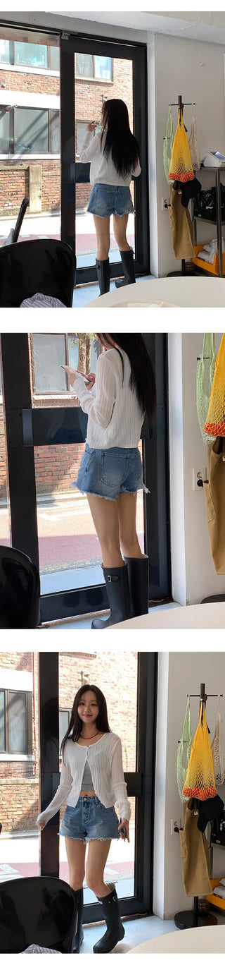 Fitz Fringe Tassel Cut Denim Shorts