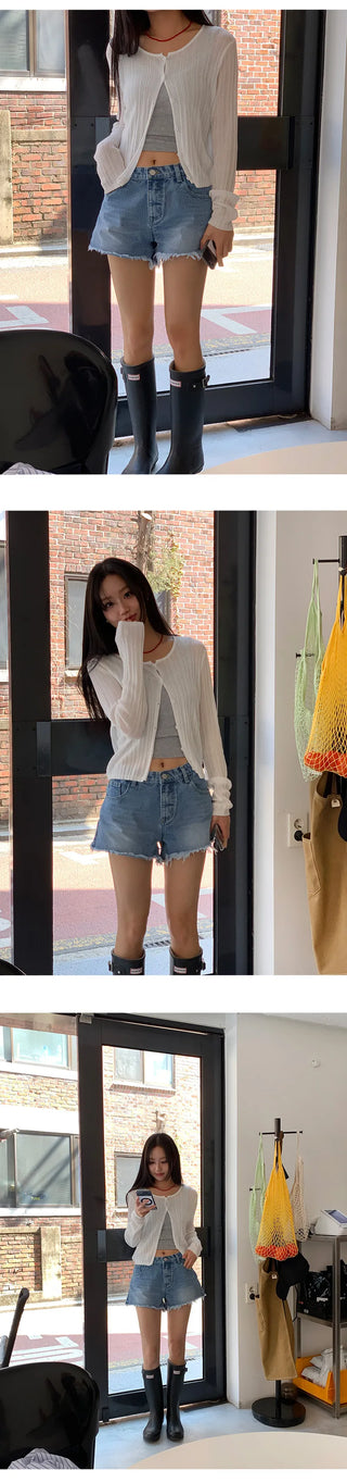 Fitz Fringe Tassel Cut Denim Shorts