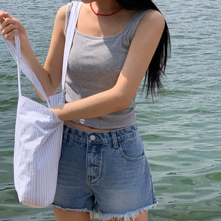 Fitz Fringe Tassel Cut Denim Shorts