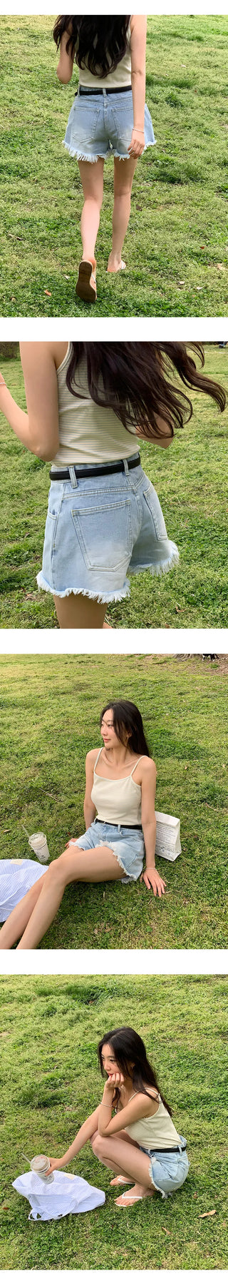 Fitz Fringe Tassel Cut Denim Shorts