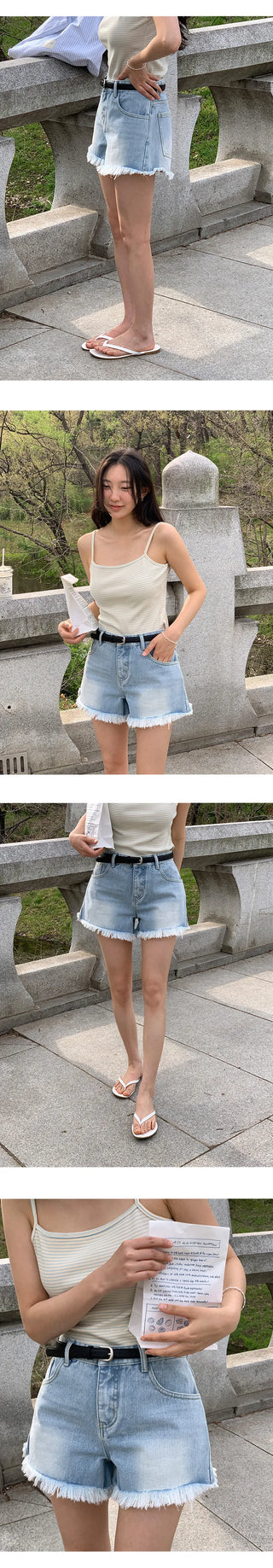Fitz Fringe Tassel Cut Denim Shorts