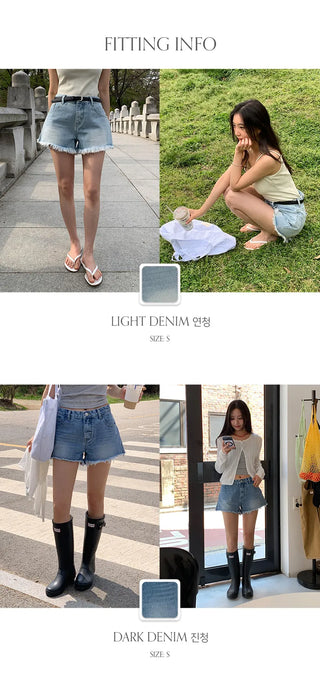 Fitz Fringe Tassel Cut Denim Shorts