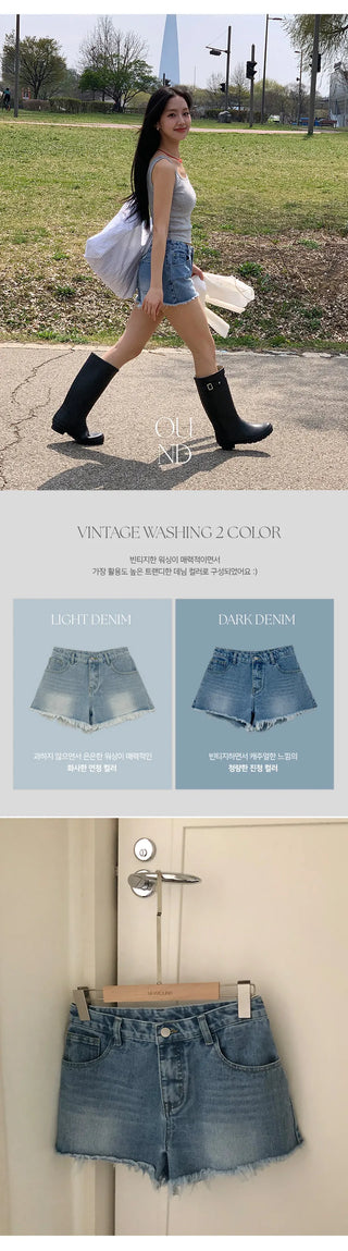 Fitz Fringe Tassel Cut Denim Shorts