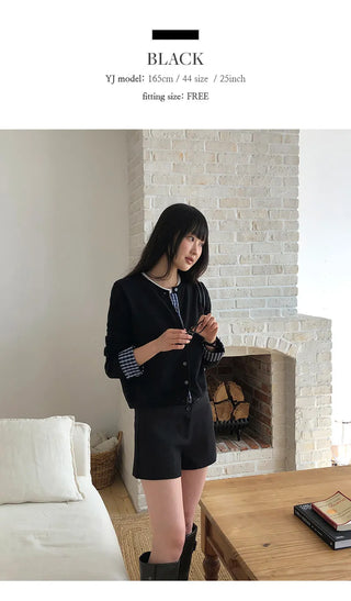 Niven Check Cuff Round Cardigan