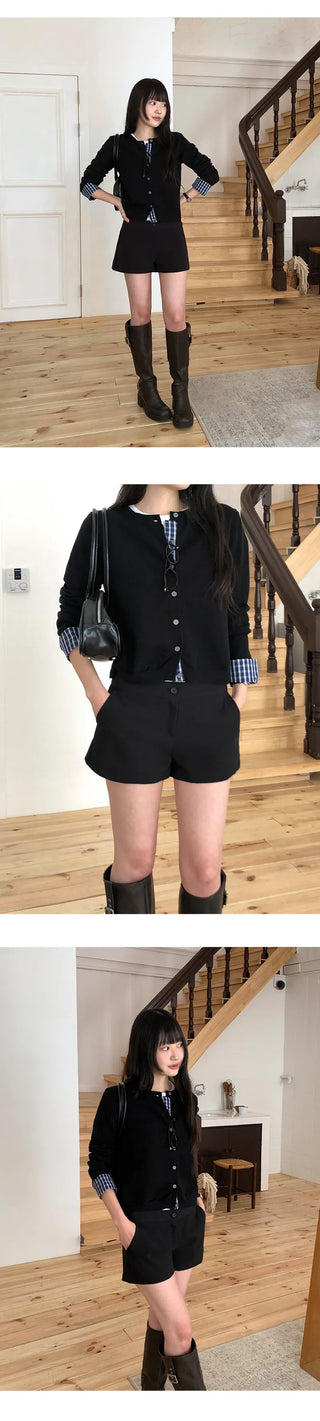 Niven Check Cuff Round Cardigan
