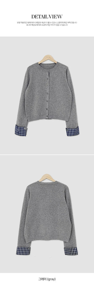 Niven Check Cuff Round Cardigan