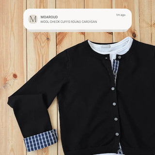 Niven Check Cuff Round Cardigan