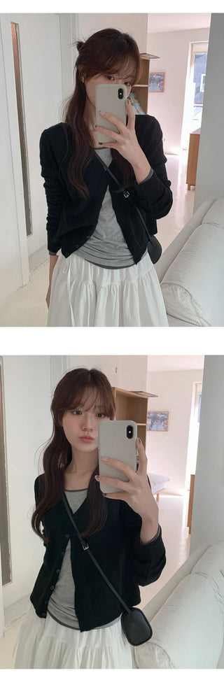 Pale Basic Round Long Sleeve T shirt