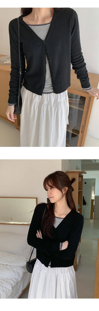 Pale Basic Round Long Sleeve T shirt
