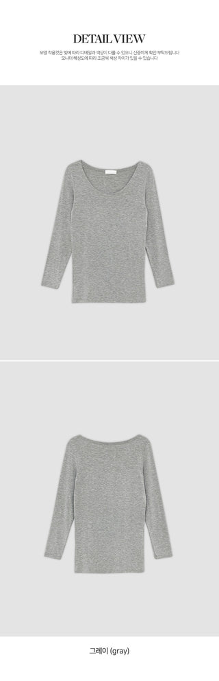 Pale Basic Round Long Sleeve T shirt