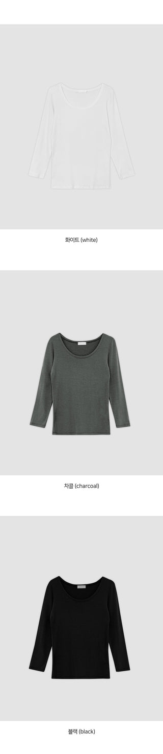 Pale Basic Round Long Sleeve T shirt