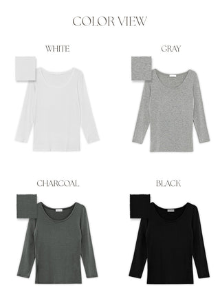 Pale Basic Round Long Sleeve T shirt