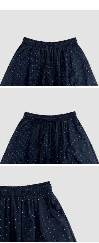 Berudin Pumpkin Dot Elastic Waist Long Skirt