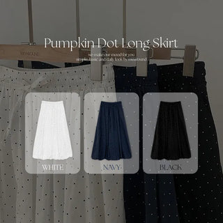 Berudin Pumpkin Dot Elastic Waist Long Skirt