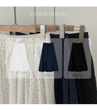 Berudin Pumpkin Dot Elastic Waist Long Skirt