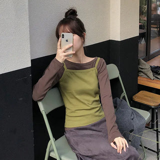 Tiobel Square Neck Basic Sleeveless Top