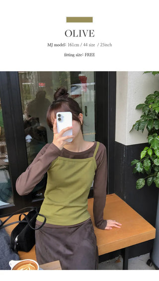 Tiobel Square Neck Basic Sleeveless Top