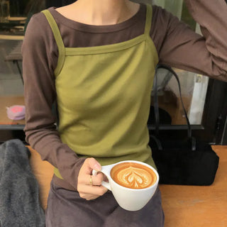Tiobel Square Neck Basic Sleeveless Top