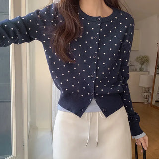 New Hessen Dot Round Long Sleeve Cardigan