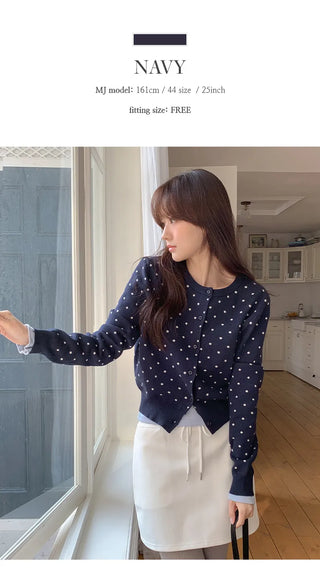 New Hessen Dot Round Long Sleeve Cardigan