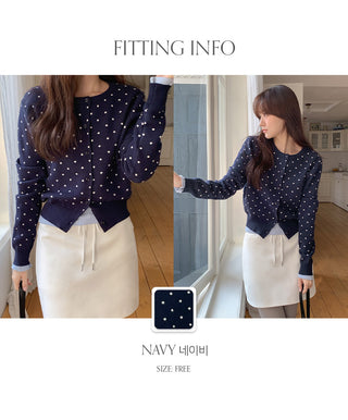 New Hessen Dot Round Long Sleeve Cardigan