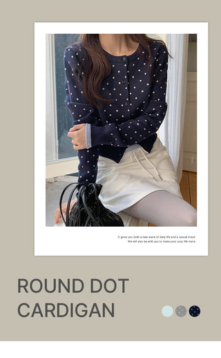 New Hessen Dot Round Long Sleeve Cardigan