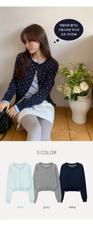 New Hessen Dot Round Long Sleeve Cardigan