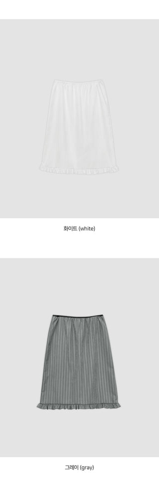 Semain Banding Frill Striped Midi Skirt