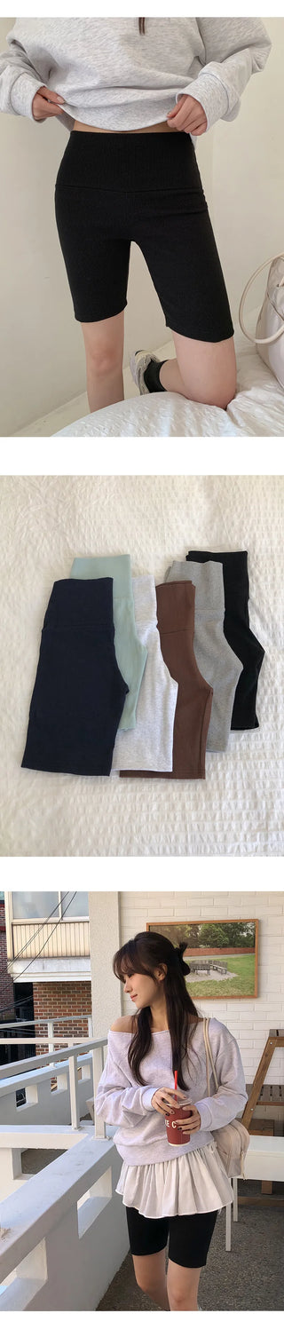 Hemit Ribbed Spandex Biker Leggings