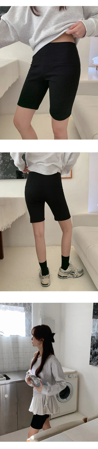 Hemit Ribbed Spandex Biker Leggings