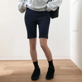 Hemit Ribbed Spandex Biker Leggings