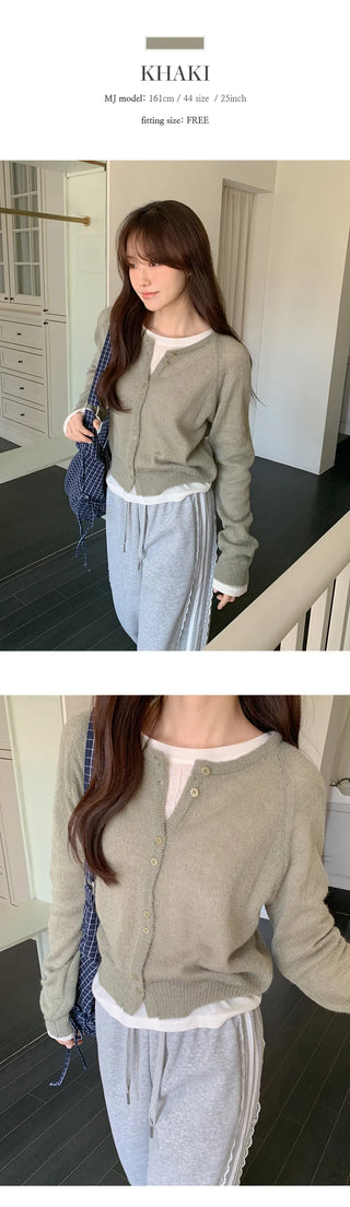 Edri Mohair Raglan Long Sleeve Cardigan