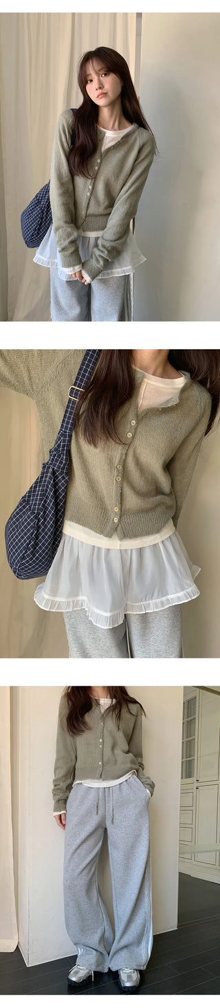 Edri Mohair Raglan Long Sleeve Cardigan