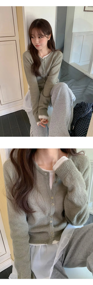 Edri Mohair Raglan Long Sleeve Cardigan