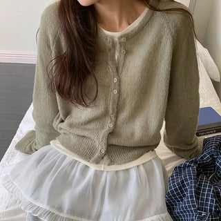 Edri Mohair Raglan Long Sleeve Cardigan