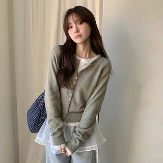 Edri Mohair Raglan Long Sleeve Cardigan